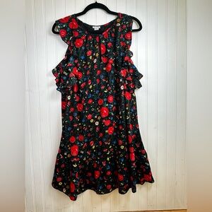 J. Crew Floral Sleeveless Dress with Ruffle Details Size Small